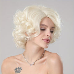 Blonde Curly Short Cosplay Wig Synthetic High Temperature Fluffy Wigs 613