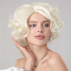 Blonde Curly Short Cosplay Wig Synthetic High Temperature Fluffy Wigs 613