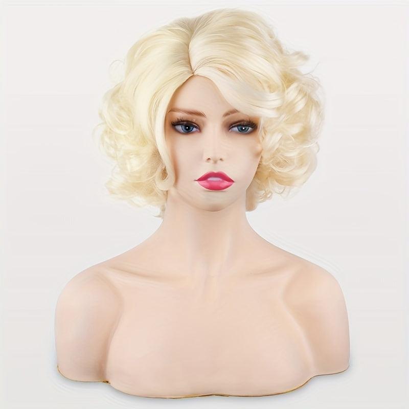Blonde Curly Short Cosplay Wig Synthetic High Temperature Fluffy Wigs 613