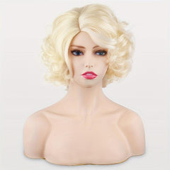 Blonde Curly Short Cosplay Wig Synthetic High Temperature Fluffy Wigs 613