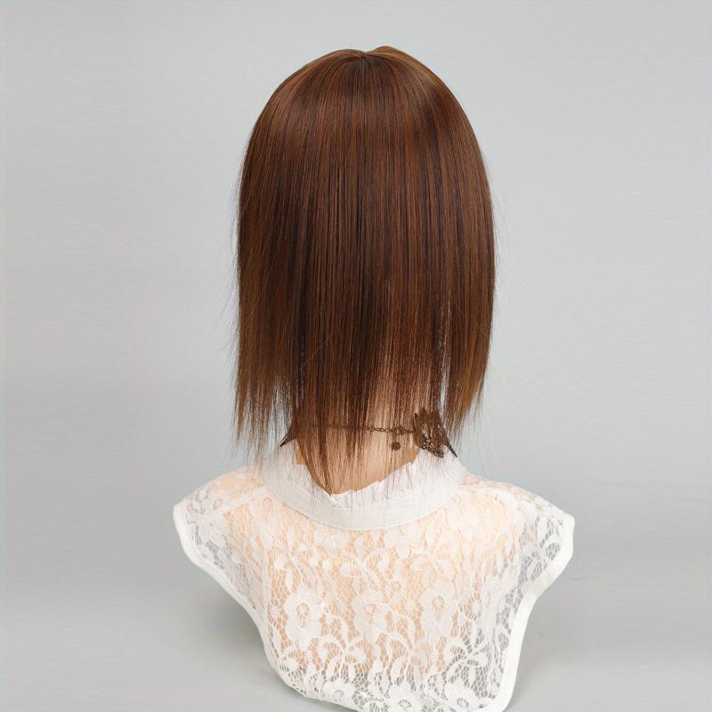 25cm Short Straight Hair Topper with Bangs Synthetic Fiber Hairpieces