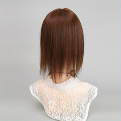 25cm Short Straight Hair Topper with Bangs Synthetic Fiber Hairpieces