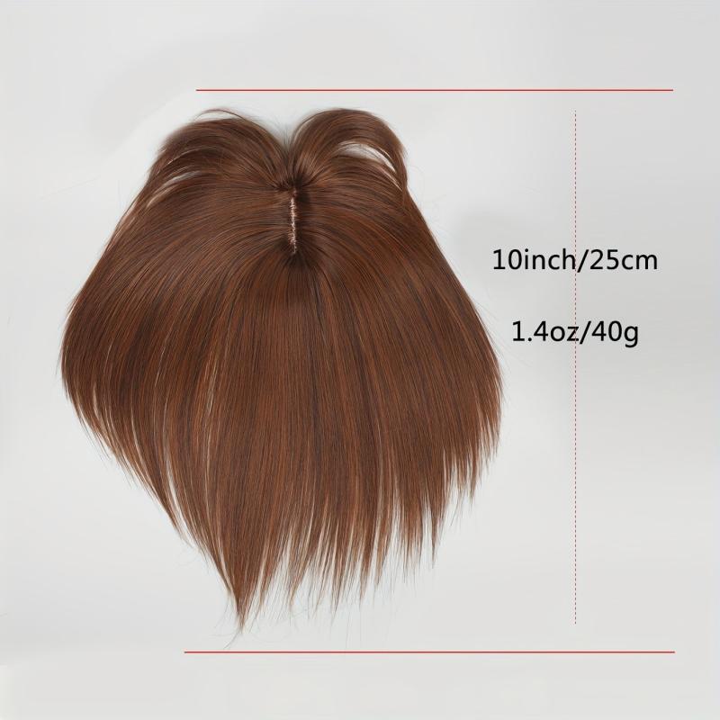 25cm Short Straight Hair Topper with Bangs Synthetic Fiber Hairpieces