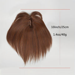 25cm Short Straight Hair Topper with Bangs Synthetic Fiber Hairpieces