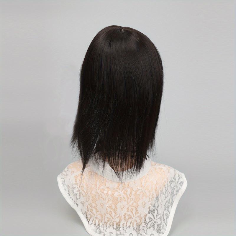 25cm Short Straight Hair Topper with Bangs Synthetic Fiber Hairpieces