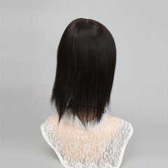 25cm Short Straight Hair Topper with Bangs Synthetic Fiber Hairpieces