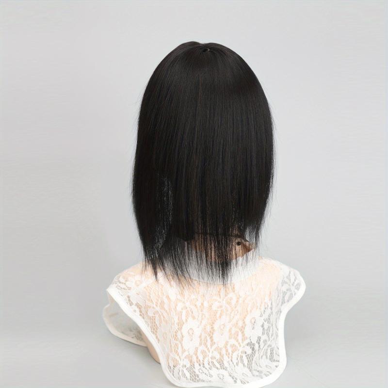 25cm Short Straight Hair Topper with Bangs Synthetic Fiber Hairpieces