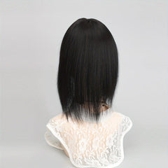 25cm Short Straight Hair Topper with Bangs Synthetic Fiber Hairpieces