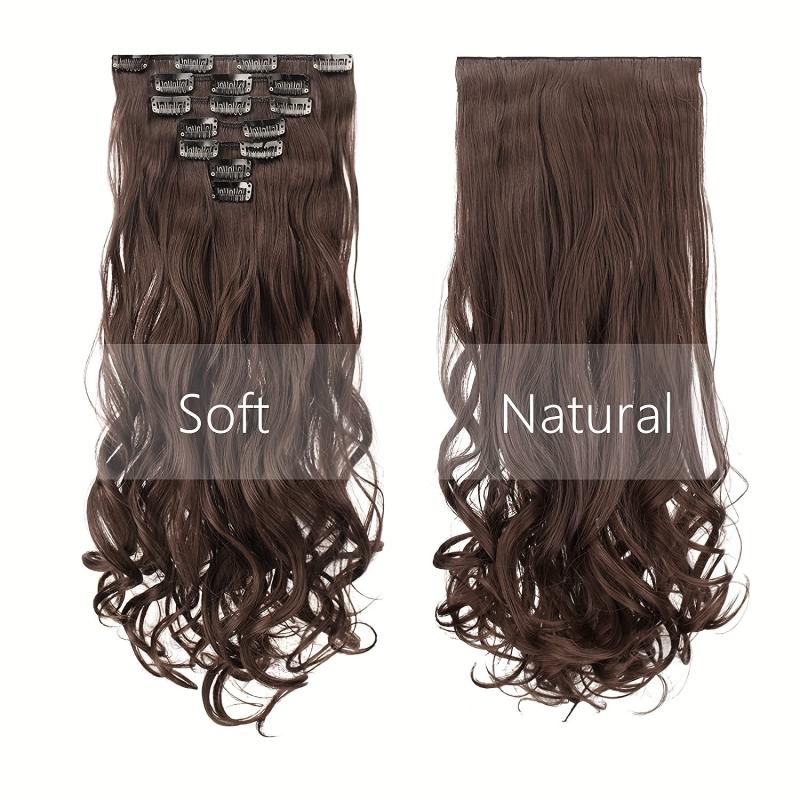 7pcs Clip In Curly Wavy Hair Extensions 55-88 cm
