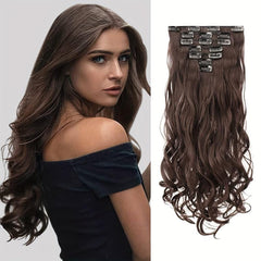7pcs Clip In Curly Wavy Hair Extensions 55-88 cm