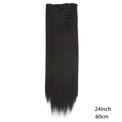 6pcs Straight Hair Extensions with 16 Clips - Natural Look for Daily Wear