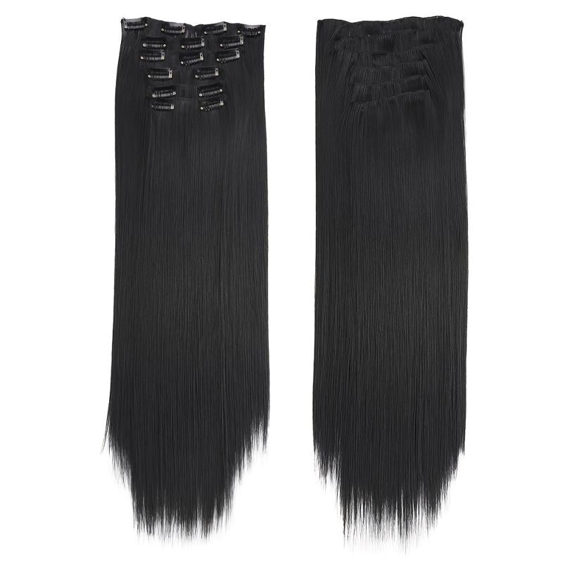 6pcs Straight Hair Extensions with 16 Clips - Natural Look for Daily Wear