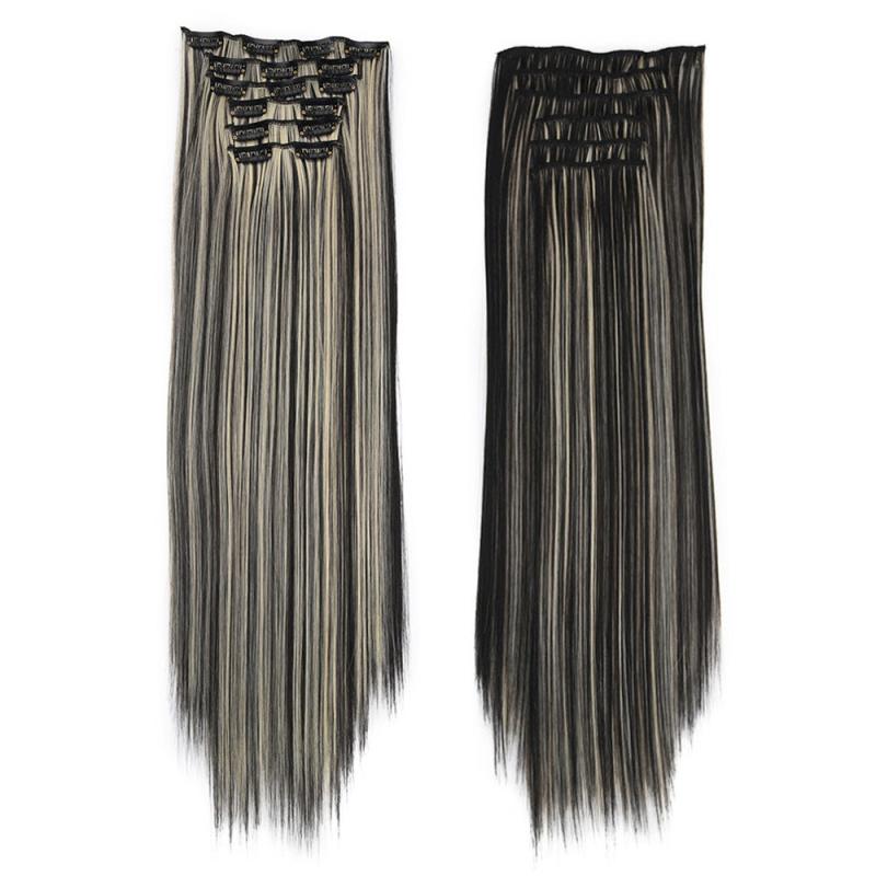 6pcs Straight Hair Extensions with 16 Clips - Natural Look for Daily Wear