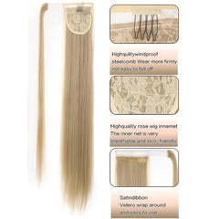 33 Inch Long Straight Ponytail Extension Wrap Around Synthetic Hairpiece