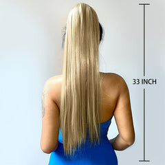 33 Inch Long Straight Ponytail Extension Wrap Around Synthetic Hairpiece
