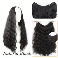 Long Water Wave V Shaped Clip In Hair Extensions Curly Half Wigs