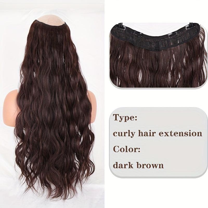 Long Water Wave V Shaped Clip In Hair Extensions Curly Half Wigs