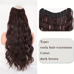 Long Water Wave V Shaped Clip In Hair Extensions Curly Half Wigs