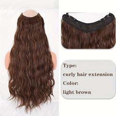 Long Water Wave V Shaped Clip In Hair Extensions Curly Half Wigs