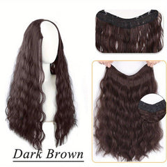 Long Water Wave V Shaped Clip In Hair Extensions Curly Half Wigs
