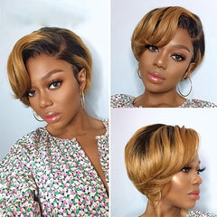 Short Pixie Cut Bob Wigs Brazilian Human Hair Side Part Pixie Wig