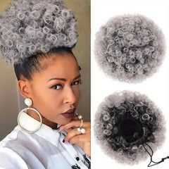 Short Kinky Curly Afro Ponytail Drawstring