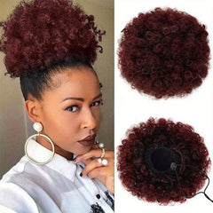 Short Kinky Curly Afro Ponytail Drawstring