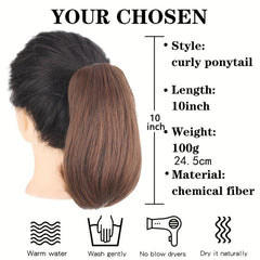25cm Natural Straight Bouncy Ponytail Extension Hair Piece Synthetic Fiber Women