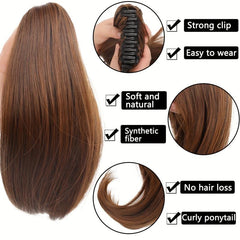 25cm Natural Straight Bouncy Ponytail Extension Hair Piece Synthetic Fiber Women