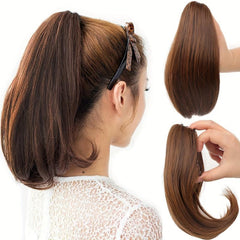 25cm Natural Straight Bouncy Ponytail Extension Hair Piece Synthetic Fiber Women