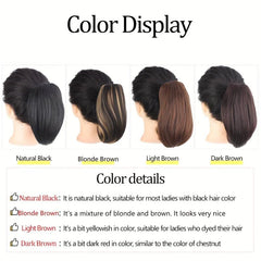 25cm Natural Straight Bouncy Ponytail Extension Hair Piece Synthetic Fiber Women