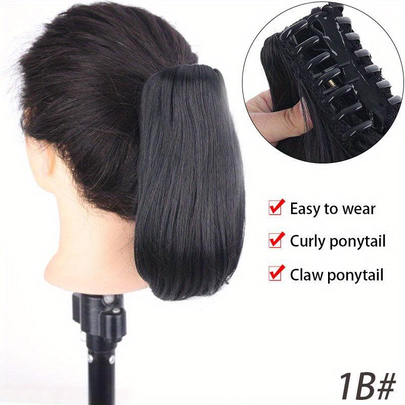 25cm Natural Straight Bouncy Ponytail Extension Hair Piece Synthetic Fiber Women