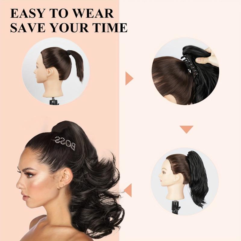Wavy Claw Ponytail Extension Short Claw Clip Hair Extension for Women