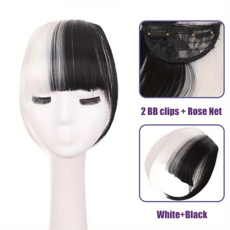Two Tone Clip In Bangs Extensions Synthetic Fiber Hairpieces