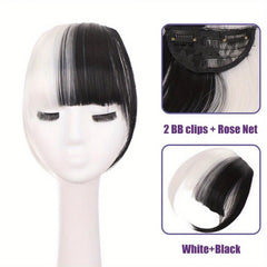 Two Tone Clip In Bangs Extensions Synthetic Fiber Hairpieces