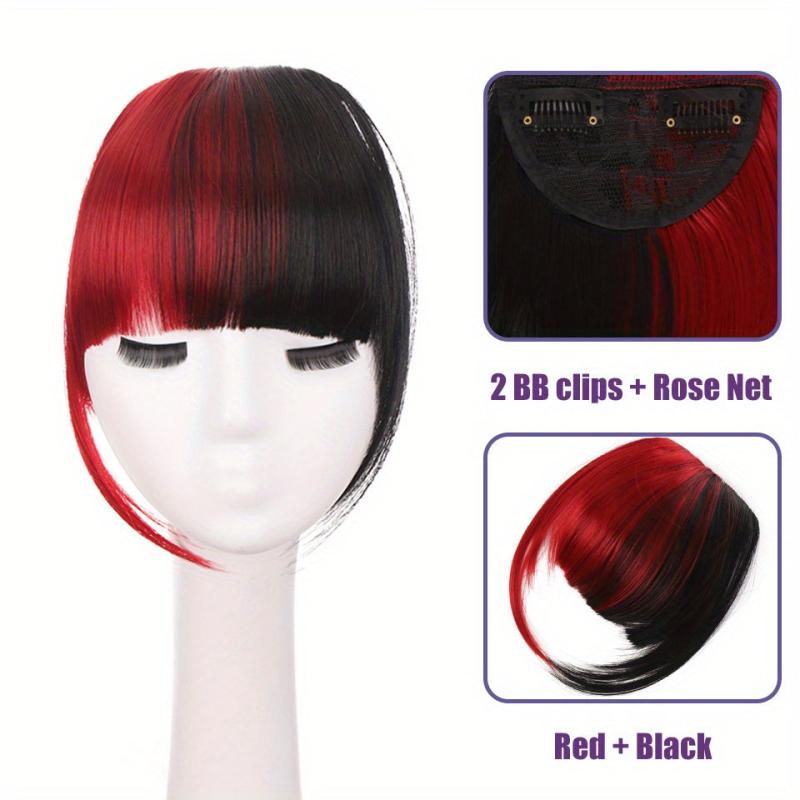 Two Tone Clip In Bangs Extensions Synthetic Fiber Hairpieces