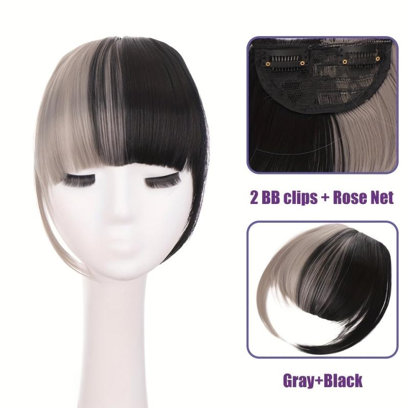 Two Tone Clip In Bangs Extensions Synthetic Fiber Hairpieces