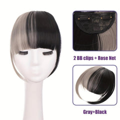 Two Tone Clip In Bangs Extensions Synthetic Fiber Hairpieces