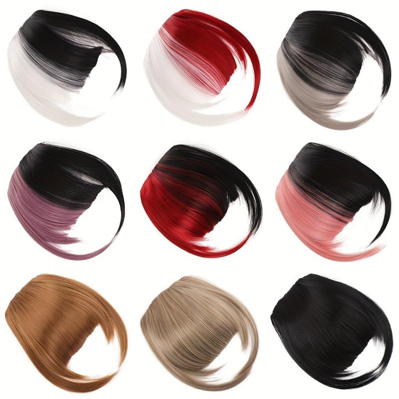 Two Tone Clip In Bangs Extensions Synthetic Fiber Hairpieces