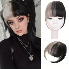 Two Tone Clip In Bangs Extensions Synthetic Fiber Hairpieces