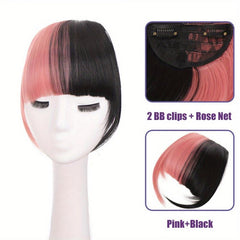 Two Tone Clip In Bangs Extensions Synthetic Fiber Hairpieces