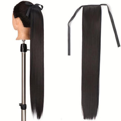 28 Cm Long Straight Hair Ponytail Extensions With Ties Clip In Hair Extensions