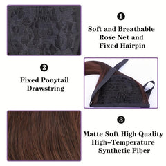 28 Cm Long Straight Hair Ponytail Extensions With Ties Clip In Hair Extensions