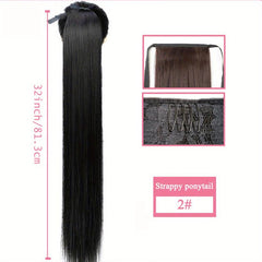 28 Cm Long Straight Hair Ponytail Extensions With Ties Clip In Hair Extensions