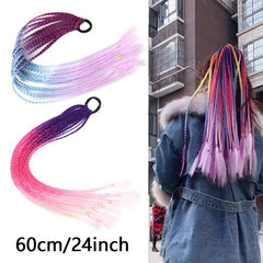 Rainbow Hair Extensions Twist Braid Ponytail Y2K Synthetic Hairpieces