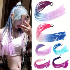 Rainbow Hair Extensions Twist Braid Ponytail Y2K Synthetic Hairpieces