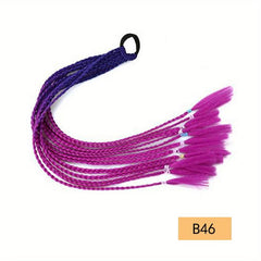 Rainbow Hair Extensions Twist Braid Ponytail Y2K Synthetic Hairpieces
