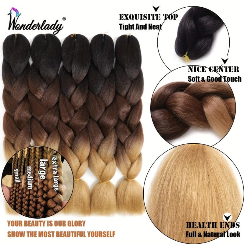 3 Packs Jumbo Long Braiding Hair Extensions 60 96 Cm Synthetic Crochet Braids