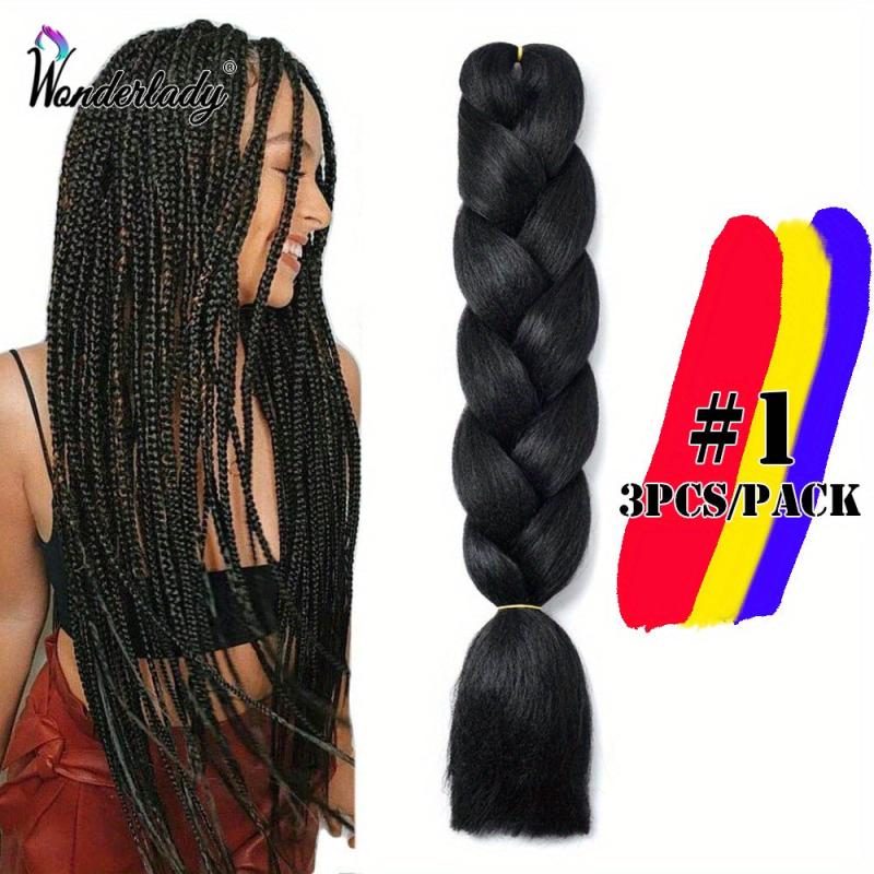 3 Packs Jumbo Long Braiding Hair Extensions 60 96 Cm Synthetic Crochet Braids