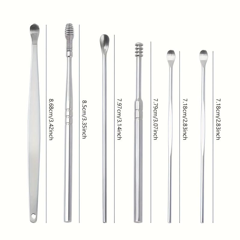Ear Wax Cleaner Tool Set 6 In 1 Ear Pick Stainless Steel Ear Picks PU Bag